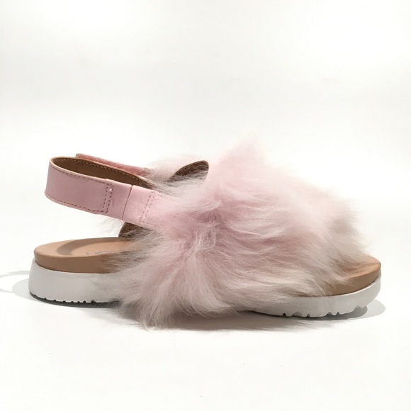 UGG HOLLY FURRY SANDALS -SEASHELL PINK SHEEPSKIN -BIG KIDS US 4 -NEW - Picture 2 of 7